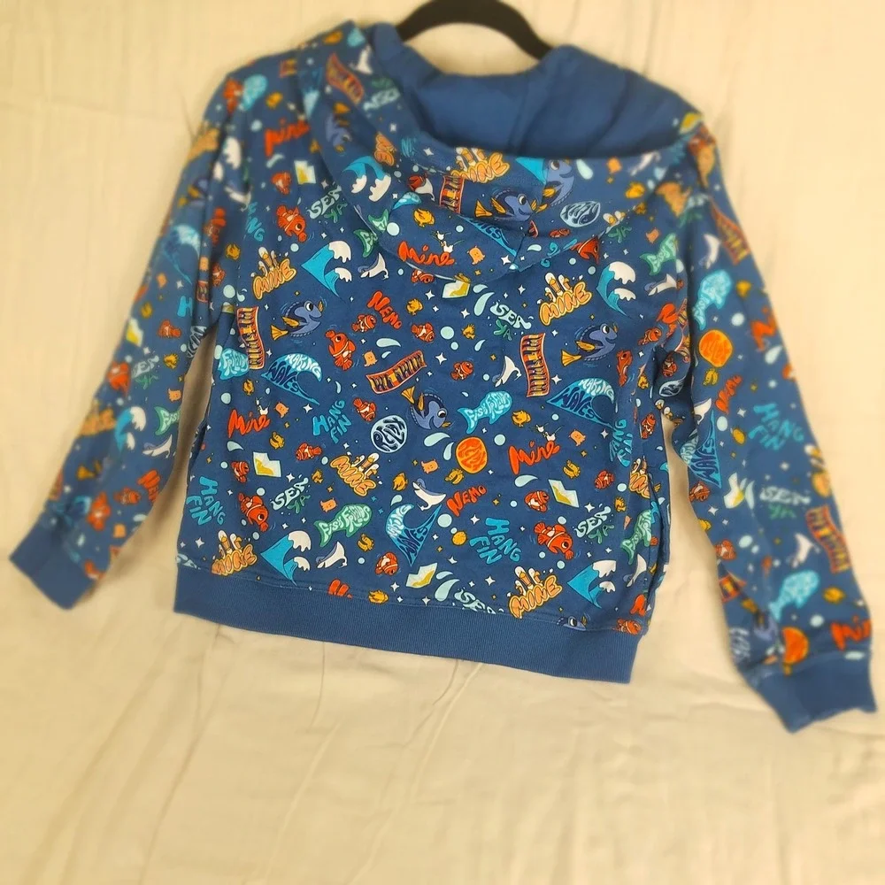 Disney‎ Pixar Finding Nemo Dory All Over Print Blue Zip Up Hoodie Kids XL NWOT